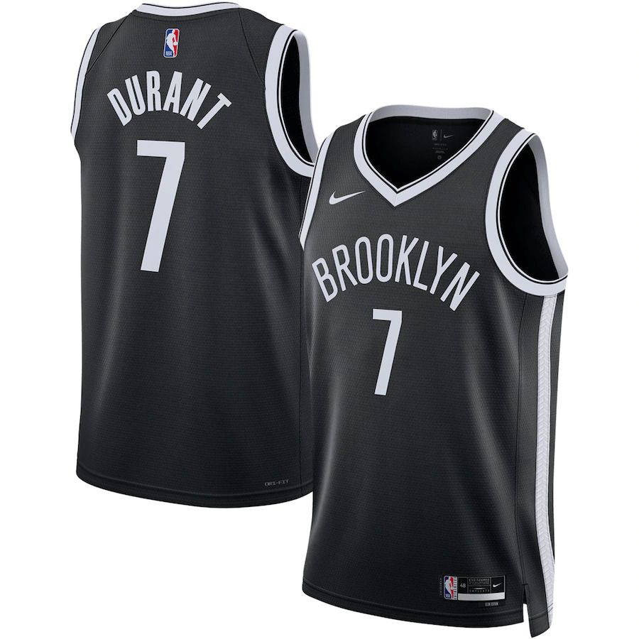 Men Brooklyn Nets #7 Kevin Durant Nike Black 2022-23 Swingman NBA Jersey->->NBA Jersey